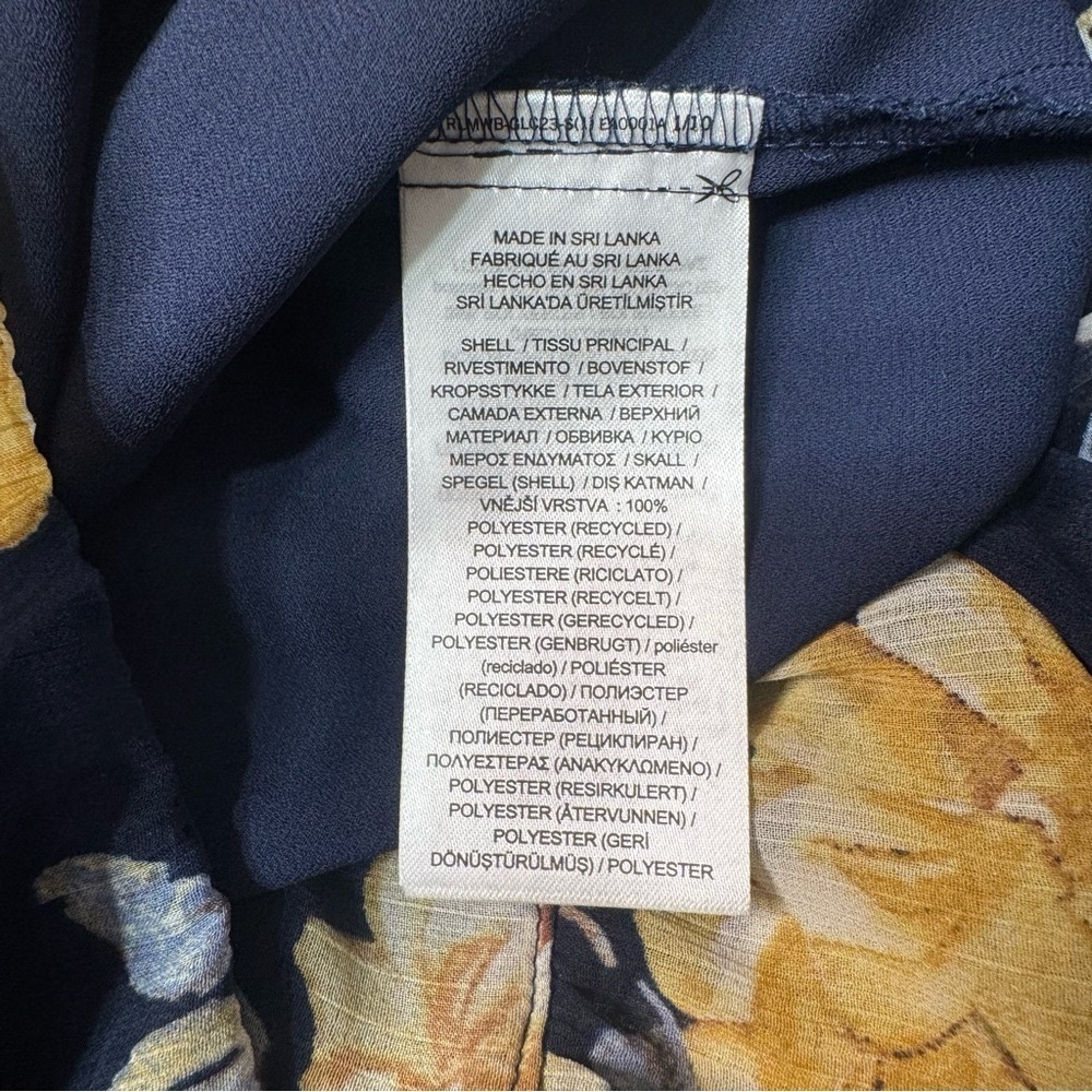 Ralph Lauren Floral Crinkle Georgette Tiered Maxi Midi Skirt Navy Cream Size 00 - Picture 16 of 16